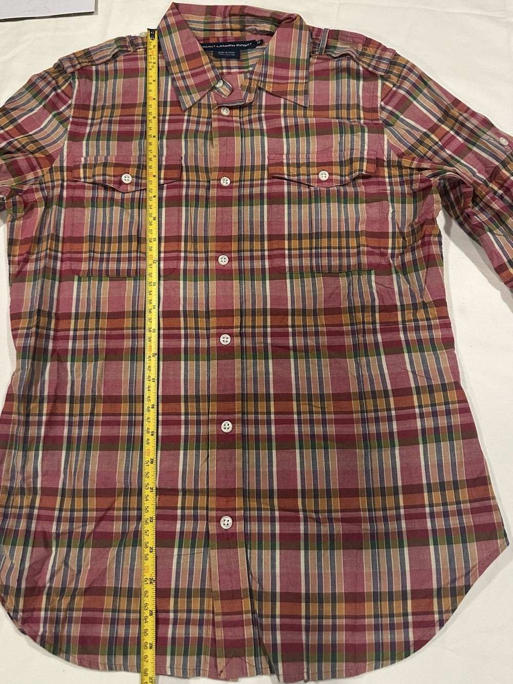 Ralph Lauren Sport Plaid Cotton Button Down Size 12 Like New